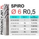 Frez fi 6 R0,5 SPIRO